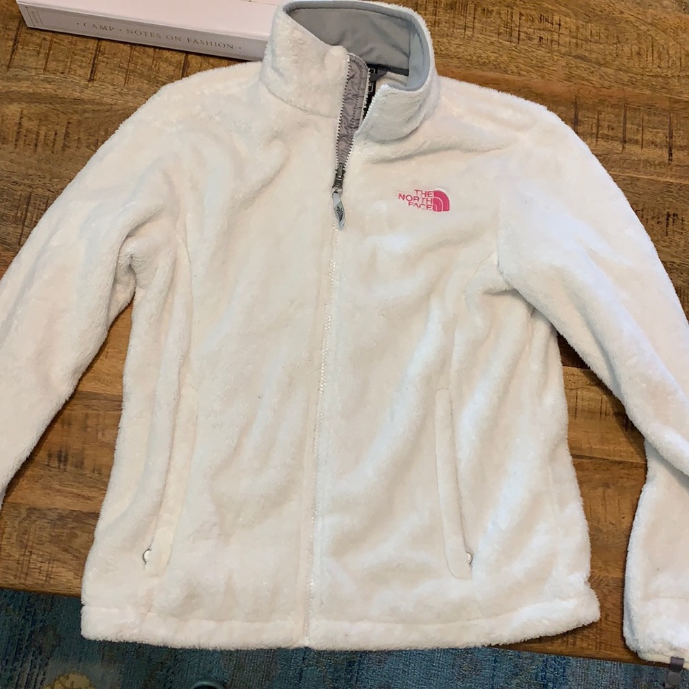 White fuzzy north face